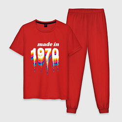 Пижама хлопковая мужская Made in 1970 liquid art, цвет: красный
