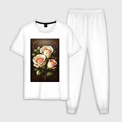 Мужская пижама Белые розы