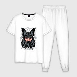 Пижама хлопковая мужская Odin art, цвет: белый