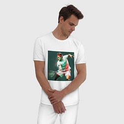 Пижама хлопковая мужская Точный удар, цвет: белый — фото 2