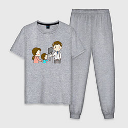 Пижама хлопковая мужская Врач и женщина с ребёнком, цвет: меланж