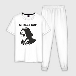 Пижама хлопковая мужская Street style, цвет: белый