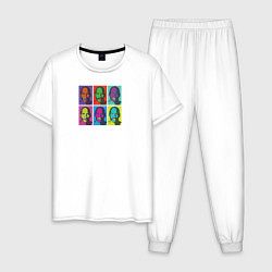 Пижама хлопковая мужская Майкл Джордан в стиле Уорхола 2на3, цвет: белый