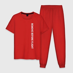 Пижама хлопковая мужская Remove before flight, цвет: красный