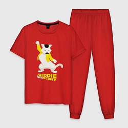 Пижама хлопковая мужская Freddie Meowrcury, цвет: красный