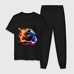 Пижама хлопковая мужская Огненный suzuki, цвет: черный