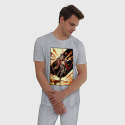 Пижама хлопковая мужская Дэхья - Геншин импакт, цвет: меланж — фото 2
