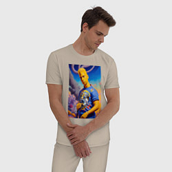Пижама хлопковая мужская Подросший Барт Симпсон - фантазия - нейросеть, цвет: миндальный — фото 2
