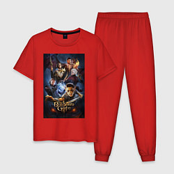 Пижама хлопковая мужская Baldurs Gate 3 art, цвет: красный