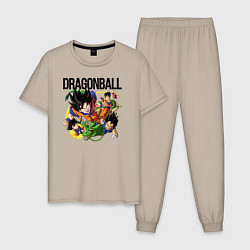 Пижама хлопковая мужская Гоку из Dragonball, цвет: миндальный
