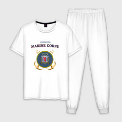 Пижама хлопковая мужская Корпус морской пехоты княжества Люксембург, цвет: белый