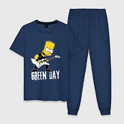 Пижама хлопковая мужская Green Day Барт Симпсон рокер, цвет: тёмно-синий