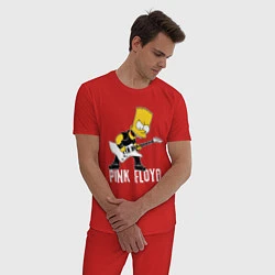 Пижама хлопковая мужская Pink Floyd Барт Симпсон рокер, цвет: красный — фото 2