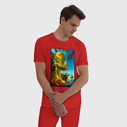 Пижама хлопковая мужская Imitating Salvador Dali - neural network - surreal, цвет: красный — фото 2