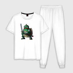 Пижама хлопковая мужская Лягушонок Пепе в доспехах, цвет: белый