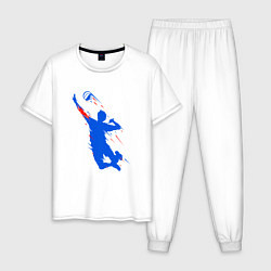 Пижама хлопковая мужская Волейболист в прыжке, цвет: белый