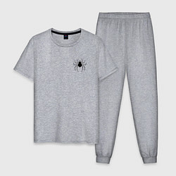 Пижама хлопковая мужская Лого паука, цвет: меланж