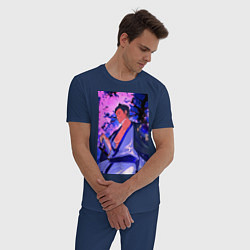 Пижама хлопковая мужская Зоро красавец, цвет: тёмно-синий — фото 2