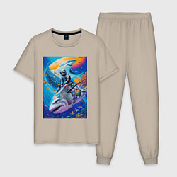 Мужская пижама Cyber shark - ocean and space - art