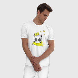 Пижама хлопковая мужская Спящая панда, цвет: белый — фото 2