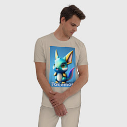 Пижама хлопковая мужская Pokemon Vaporeon, цвет: миндальный — фото 2