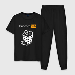 Пижама хлопковая мужская Popocorn hub, цвет: черный