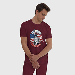 Пижама хлопковая мужская American freedom, цвет: меланж-бордовый — фото 2