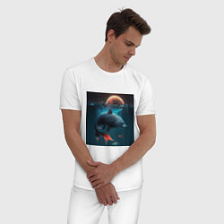 Пижама хлопковая мужская Морской волк-рыба, цвет: белый — фото 2