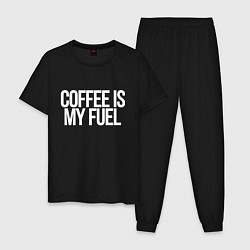 Пижама хлопковая мужская Coffee is my fuel, цвет: черный