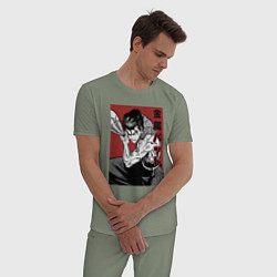 Пижама хлопковая мужская Стальная Бита, цвет: авокадо — фото 2