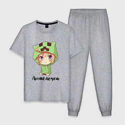 Пижама хлопковая мужская Анжелочка - Майнкрафт, цвет: меланж