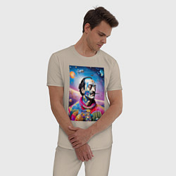 Пижама хлопковая мужская Salvador Dali in space, цвет: миндальный — фото 2