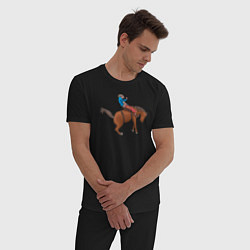 Пижама хлопковая мужская Наездник и конь вместе, цвет: черный — фото 2
