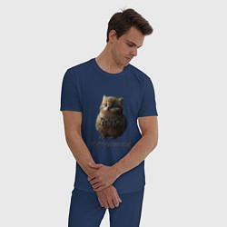 Пижама хлопковая мужская Мем - каламбур котобушек, цвет: тёмно-синий — фото 2