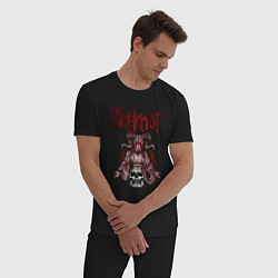 Пижама хлопковая мужская Slipknot рогатый череп, цвет: черный — фото 2