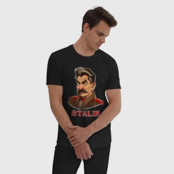 Пижама хлопковая мужская Joseph Vissarionovich Stalin, цвет: черный — фото 2