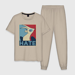 Пижама хлопковая мужская Hate bird, цвет: миндальный