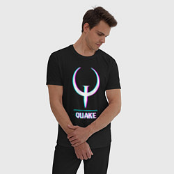 Пижама хлопковая мужская Quake в стиле glitch и баги графики, цвет: черный — фото 2