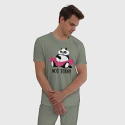 Пижама хлопковая мужская Ленивая панда, цвет: авокадо — фото 2