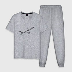 Пижама хлопковая мужская Джон Леннон - автограф, цвет: меланж