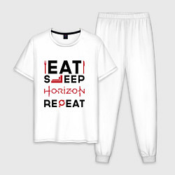 Мужская пижама Надпись: eat sleep Horizon repeat