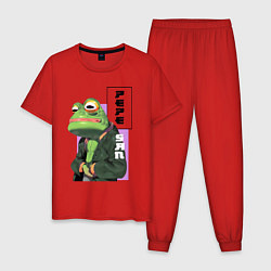 Пижама хлопковая мужская Аниме Пепе сан, цвет: красный