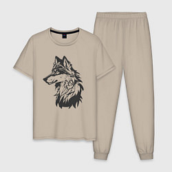 Пижама хлопковая мужская Волк Фенрир рагнарек, цвет: миндальный