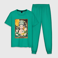 Пижама хлопковая мужская The Buddha Tarot Card, цвет: зеленый
