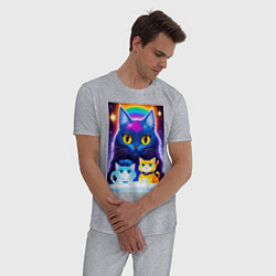 Пижама хлопковая мужская Три кота магических, цвет: меланж — фото 2
