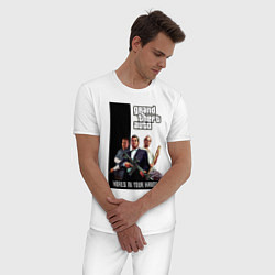 Пижама хлопковая мужская Майкл, Франклин, Тревор из GTA, цвет: белый — фото 2