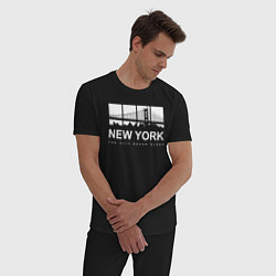 Пижама хлопковая мужская Нью-Йорк Сити, цвет: черный — фото 2