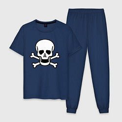 Пижама хлопковая мужская Классическая черепушка, цвет: тёмно-синий
