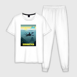 Пижама хлопковая мужская Subnautica инопланетный океан, цвет: белый