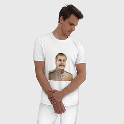 Пижама хлопковая мужская Товарищ Сталин бюст, цвет: белый — фото 2
